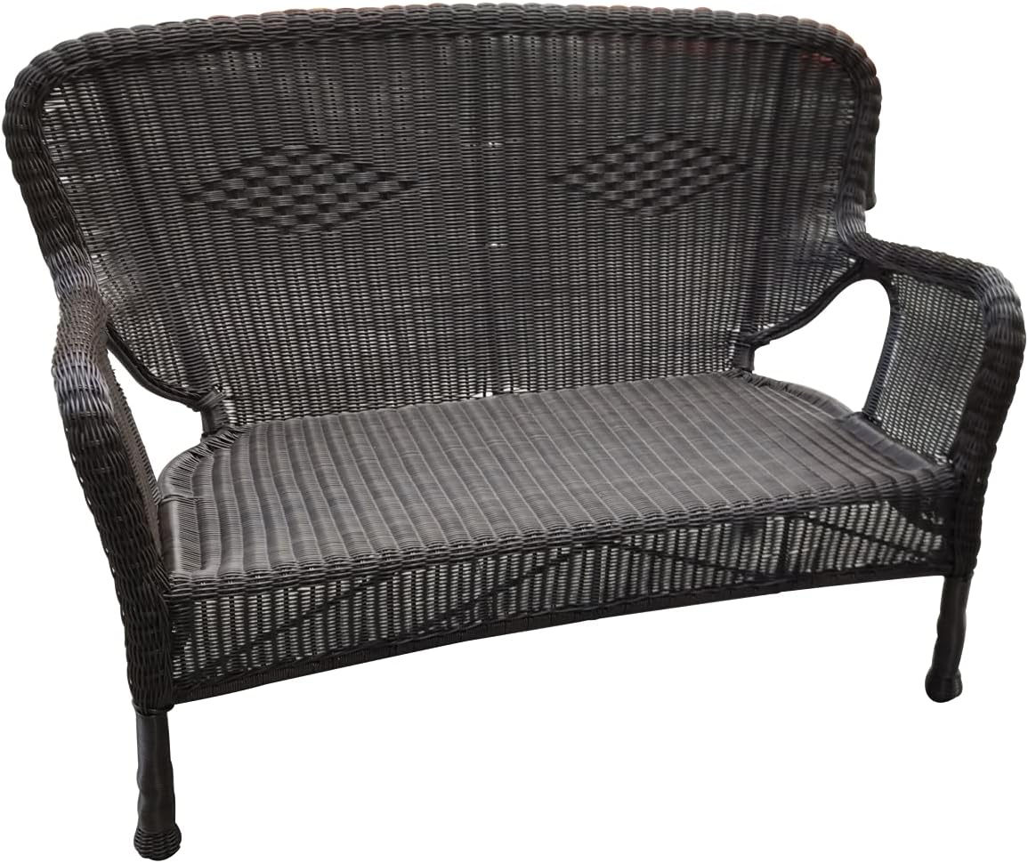 Jeco Inc W00215L Windsor Wicker Patio Love Seat, Espresso