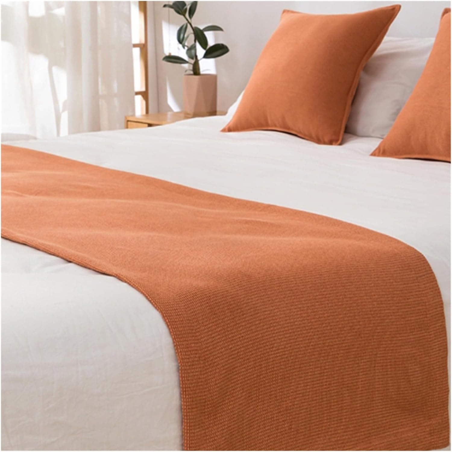 Bed Flag Bed end Scarf Simple Fashion Solid Color Hotel guesthouse homestay inn Decorative Strip Blanket Cloth(Blue,50 * 50cm Pillowcase 1pc)