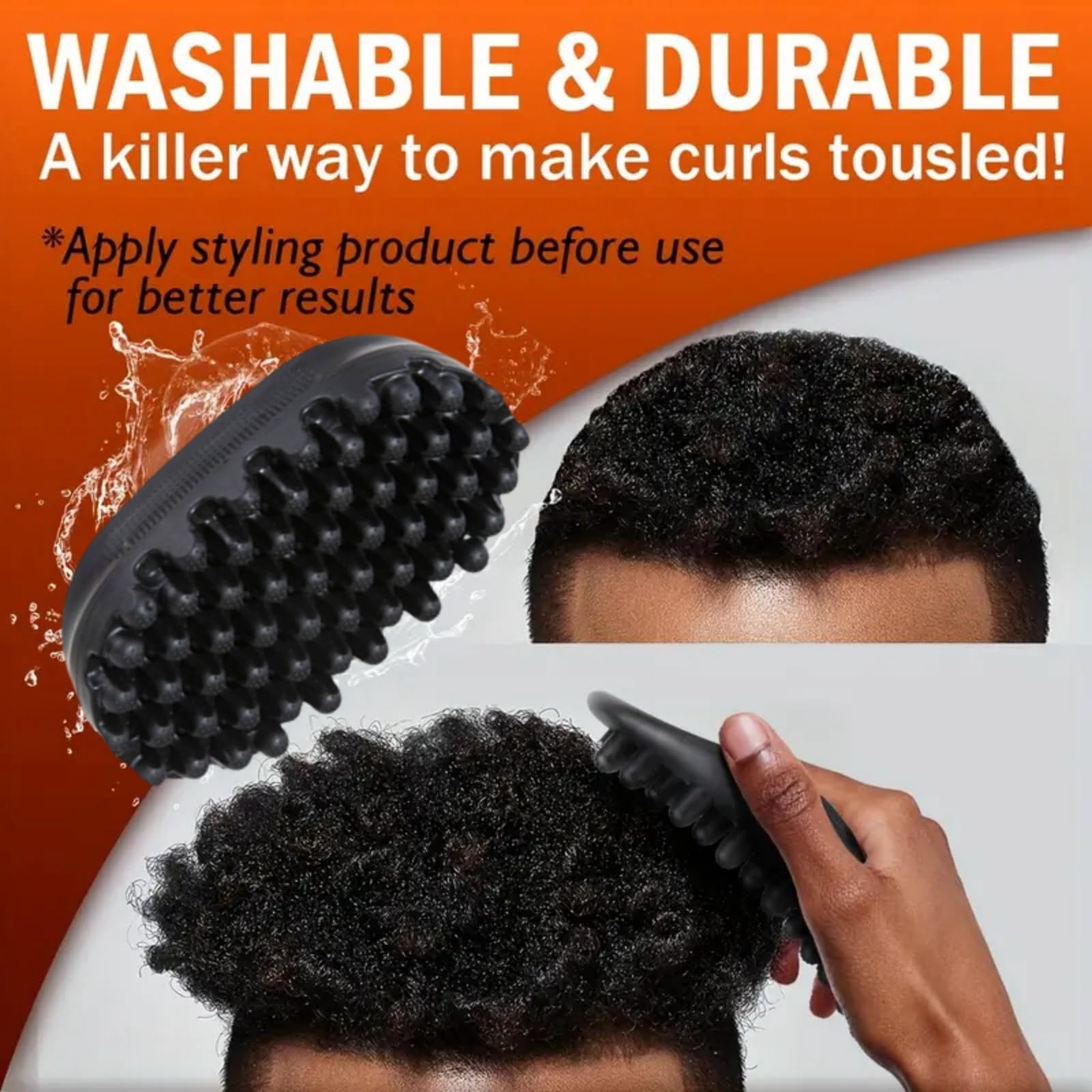 Curly Hair Brush,Rubber Hair Brush,Comb for Curly Hair,Twist Styler Brush,Afro Ha-ir Bru-sh,Washable Afro H-air,Curling Brush,Afro Racket for Barbers and Daily Use,A-fro Bru-sh,Afro Sponge - Image 3