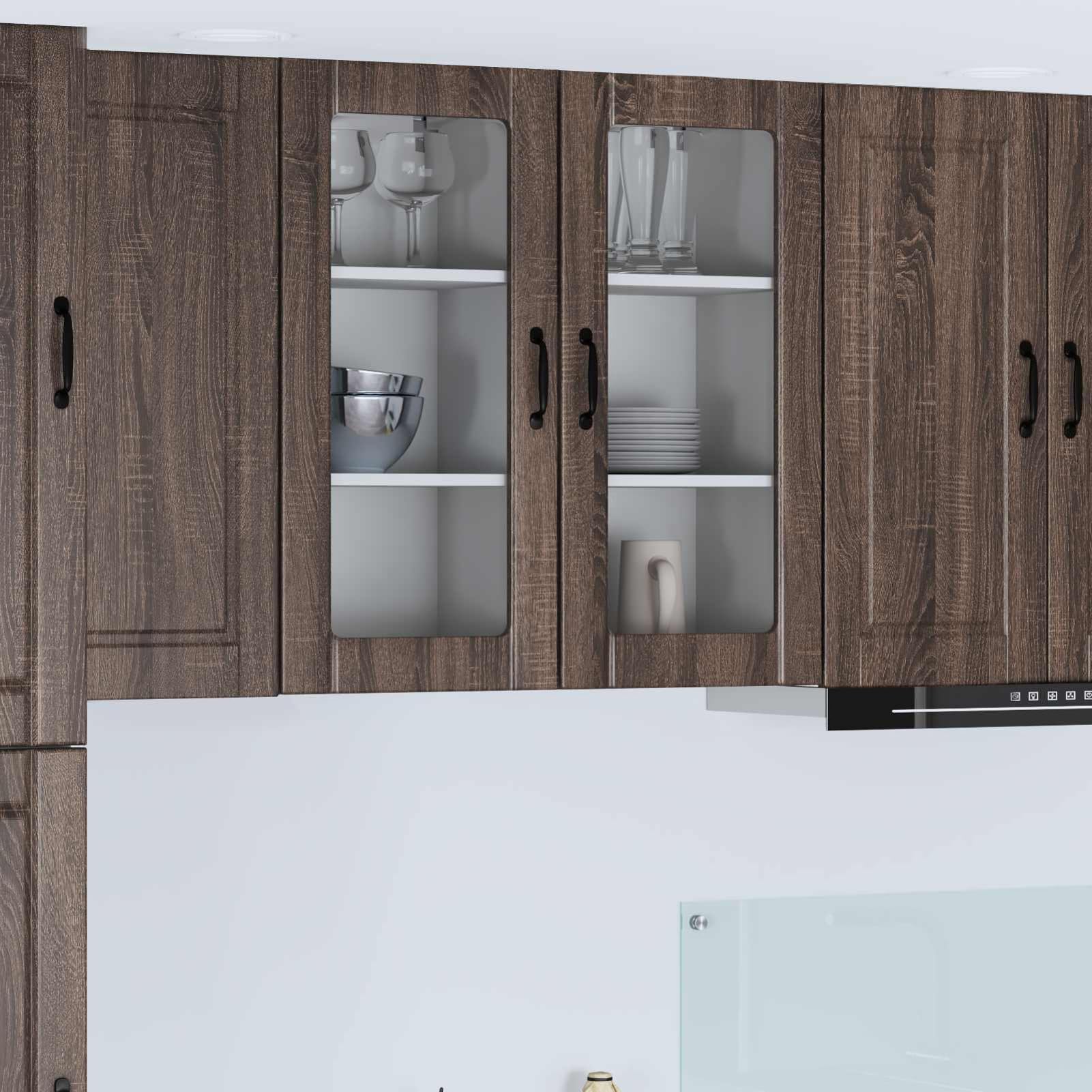 Homgoday Holz-Küchenschrank Modern Design Eichen-Optik Innennutzung - Stauraum für Küche Model885350