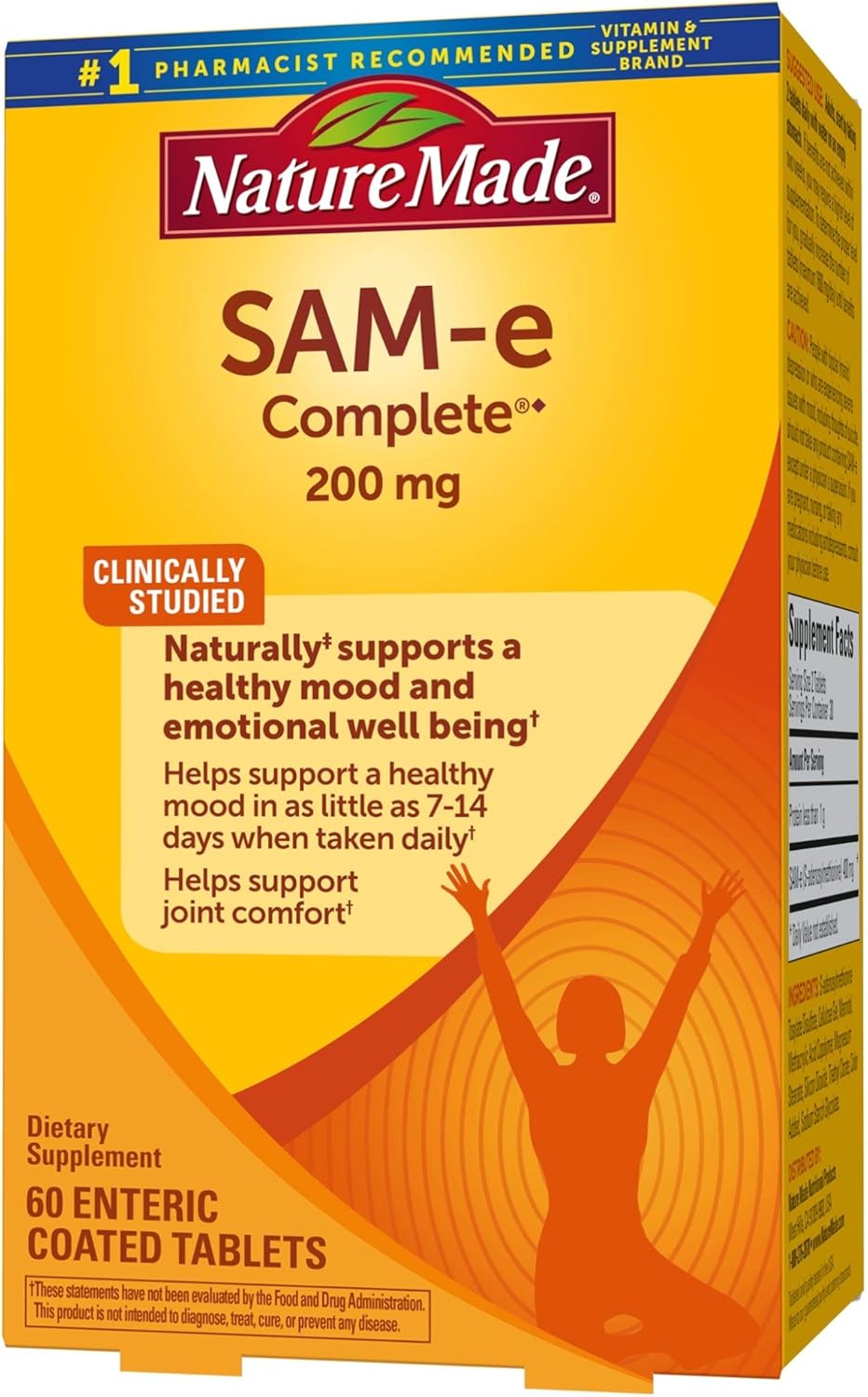 SAM-e Complete 200 mg Tablets, 60 Count for Supporting a Healthy Mood