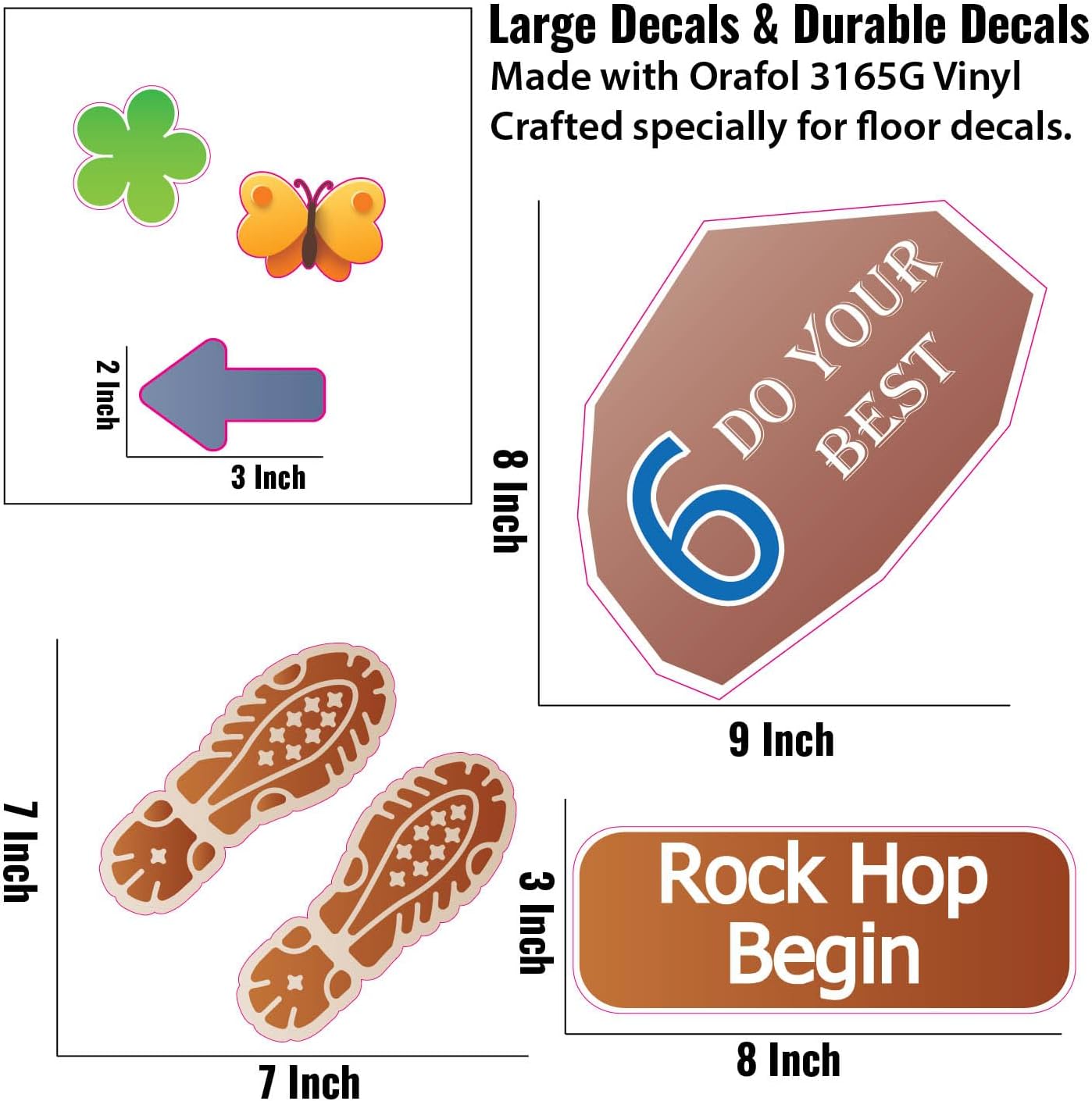 Rock Hop Begin Playscape - Counting Numbers 1-10 School & Classroom Sensory Path Kit Accessories – with 21 Custom Vinyl Floor Decals