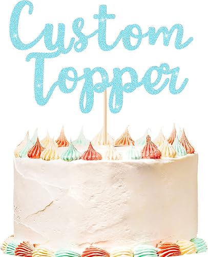 Decoración personalizada para tartas de cumpleaños, 11 colores, decoración para pastel de boda con cualquier texto de edad, purpurina de doble cara,