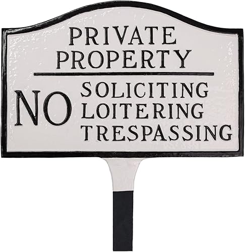Miniatura 8 de Placa de declaración de propiedad privada No Soliciting No Loitering - Placa de visualización de pared o césped - Señal de advertencia comercial -