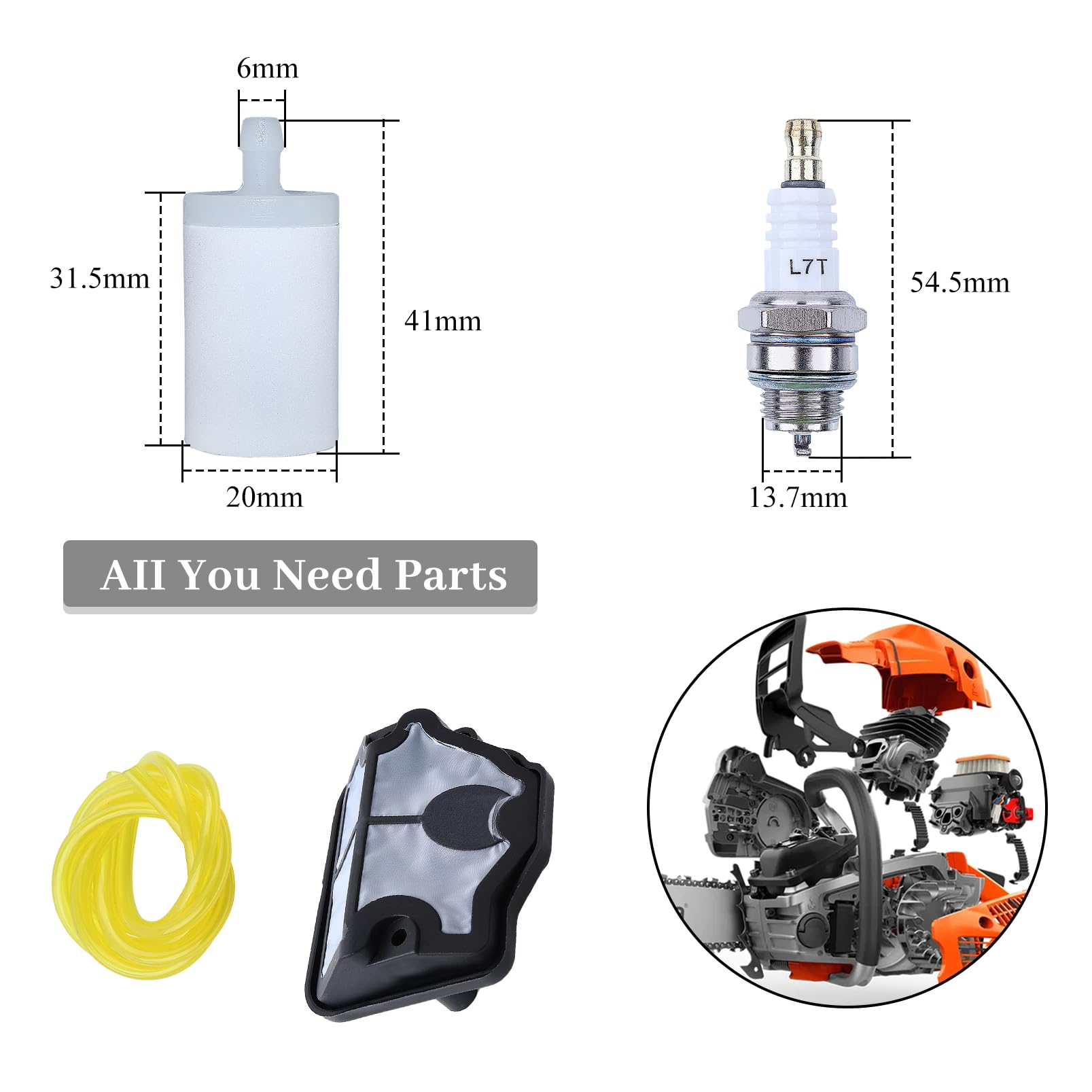 Service De Filtre De Ligne De Tuyau De Bouchon De Réservoir De Carburant à Gaz Kit Pour Husqvarna 50 51 55 136 137 141 142 254 257 262 Pièces De Rechange Pour Tronçonneuse