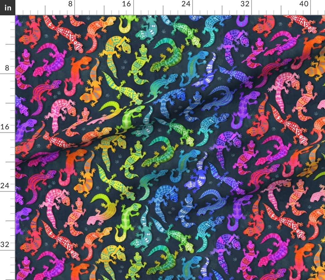 Spoonflower Fabric - Bright Rainbow Cute Colorful Scales Reptile Pet Printed on Petal Signature Cotton Fabric by The Yard - Sewing Quilting Apparel Crafts Decor