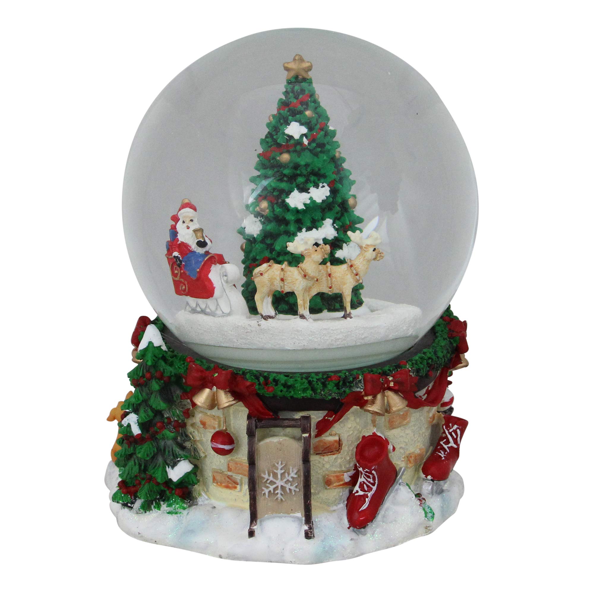Northlight Musical and Animated Santa on Sleigh Rotating Christmas  Snow Globe