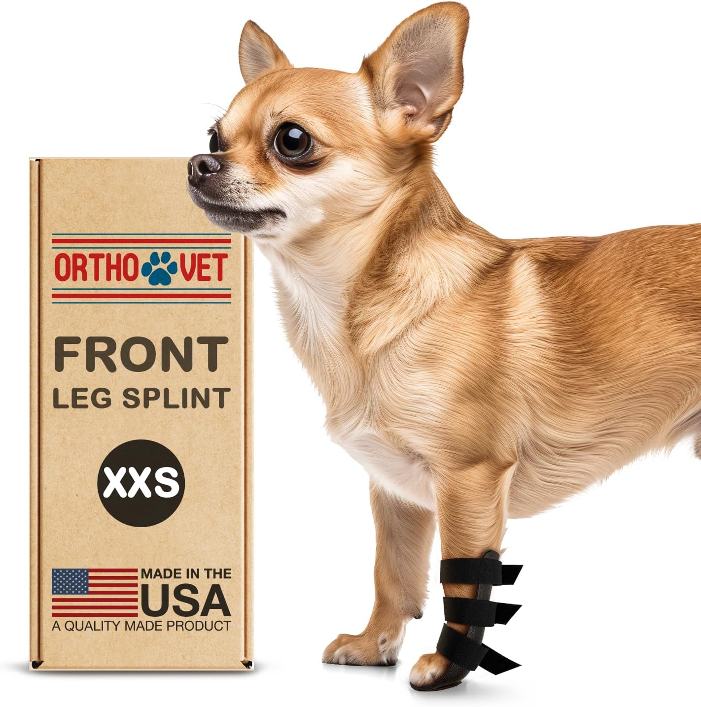Standard Front Leg Brace for Dogs with Injuries, Arthritis, or Licking Prevention, Durable & Lightweight Post-Surgery Protection for Pets - XXS