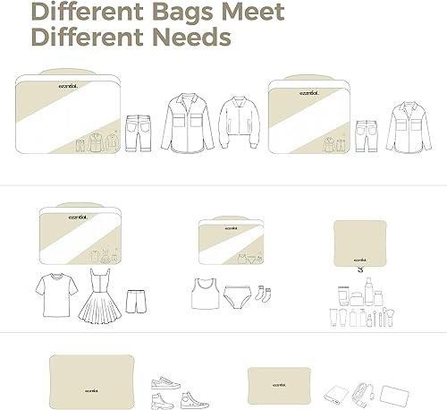 Miniatura 4 de Cubos de equipaje para viajes, juego de bolsas organizadoras esenciales para maleta, accesorios de viaje de viaje por carretera en 4 tamaños (extra