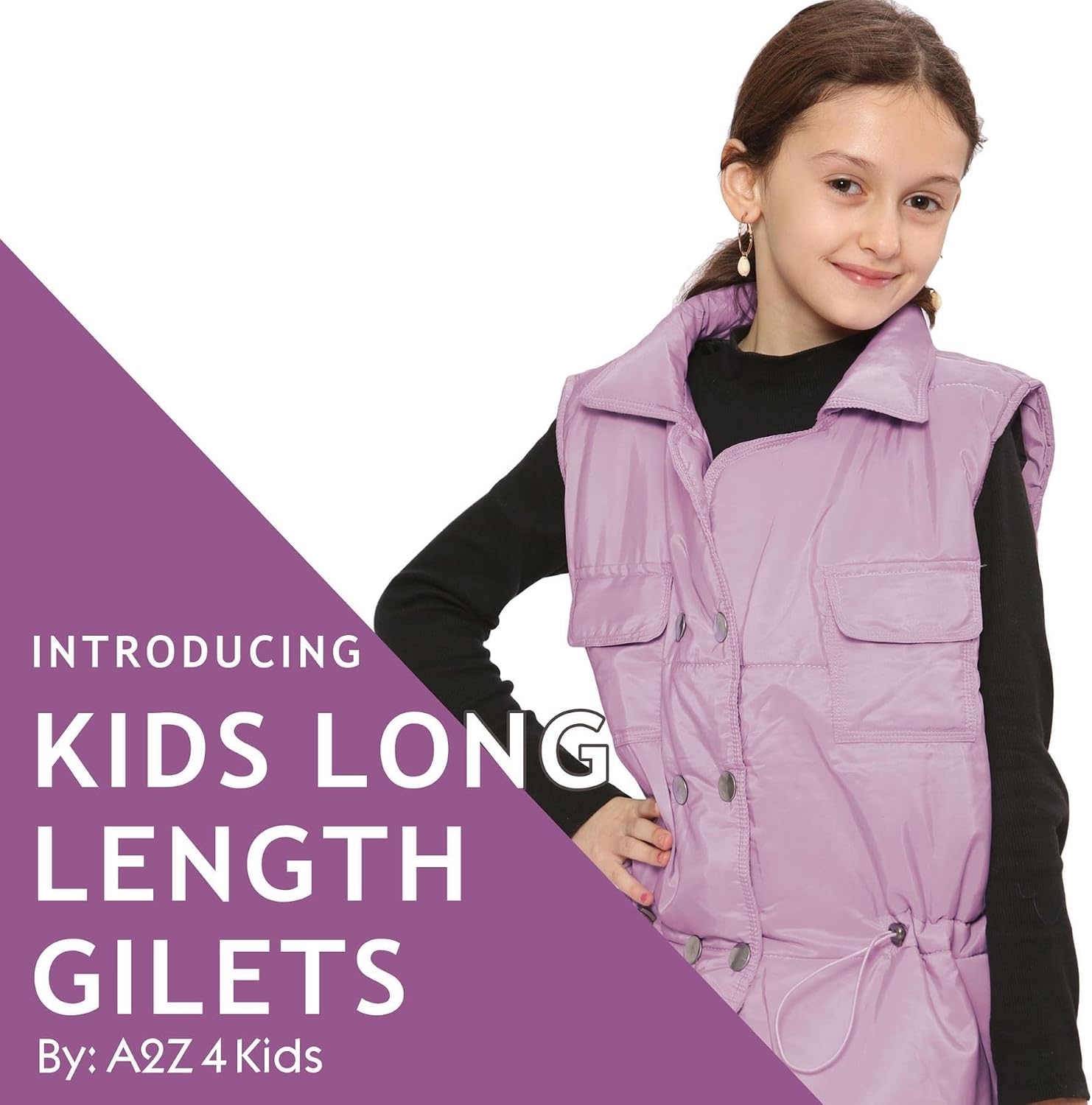 Kids Girls Sleeveless Coat Gilet Baby Pink Fashion Oversized Gilet Style Jacket