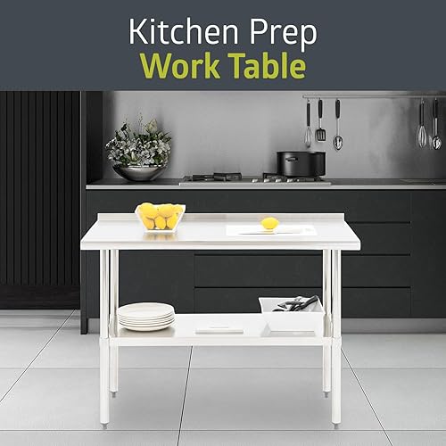 Miniatura 16 de Pearington Mesa de trabajo y preparación de cocina de acero inoxidable con certificación NSF, mesa de trabajo comercial para restaurante y hogar, 36