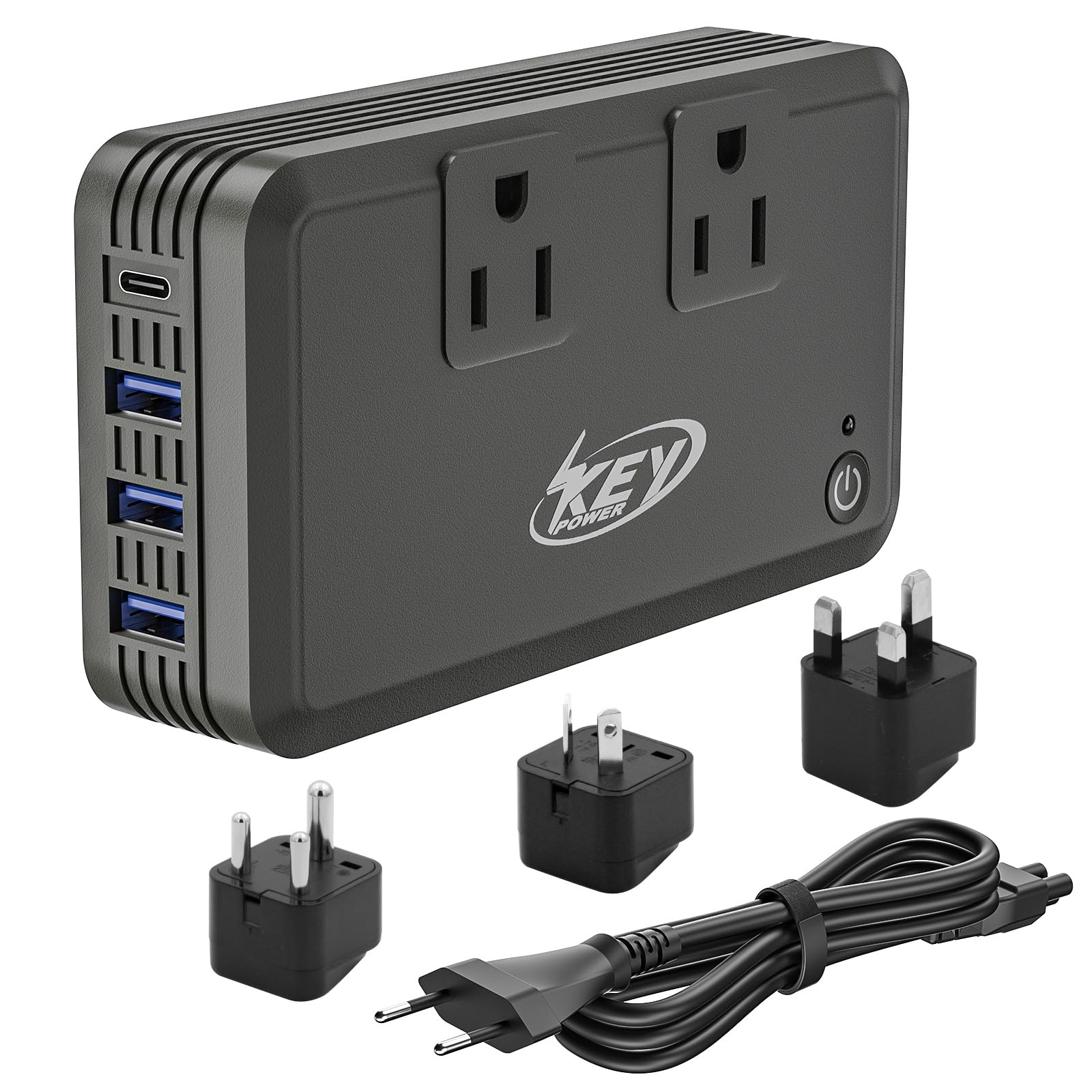 Key Power 230W Voltage Converter 220V to 110V, Travel Step Down Converter for US Electronics, USB-C PD + 3 USB Ports, UK/EU/AU/India Plug Adapters, for Hair Straightener and Curling Iron.-image-42