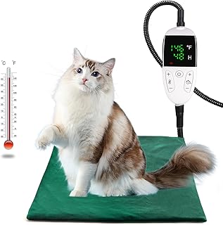 Sponsored Ad - Heated Cat Dog Bed,Pet Heating Pad with 48-Hour Timer,Adjustable Temperature(86-146℉) and Time(4/8/12/24/48...
