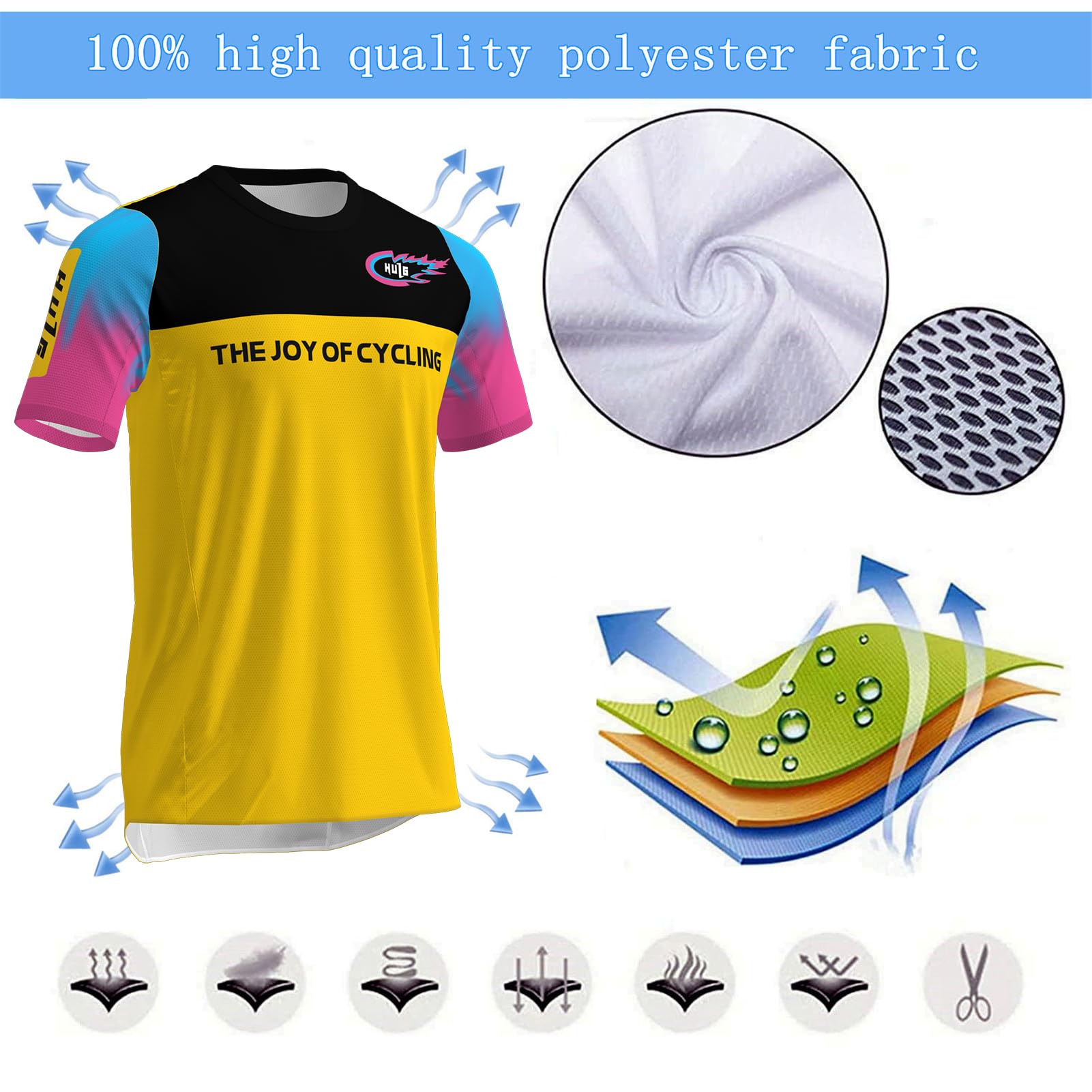 Maillot MTB,Maillot Cycliste Homme,T-Shirt MTB À Manches Courtes pour Homme,Haut De Vélo pour Homme,Maillot Motocross, Maillot BMX