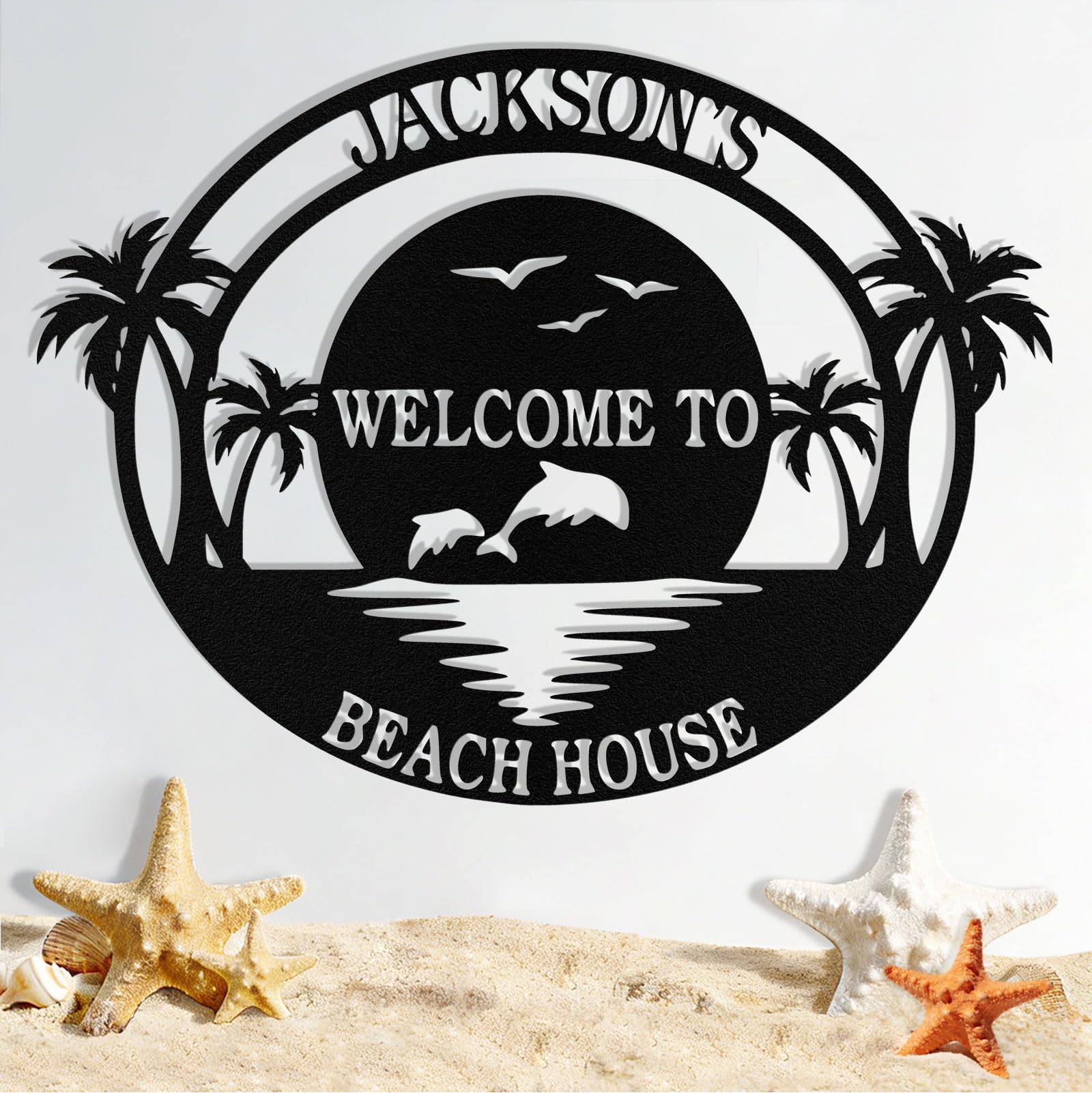 Custom Metal Beach Sign, Personalized Beach Sign Wall Decor for Outdoor