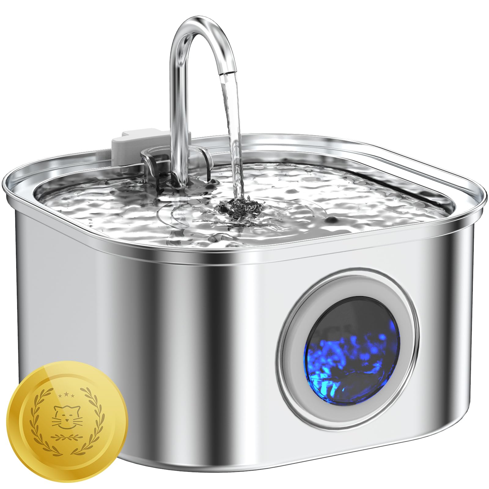 Cat Water Fountain Stainless Steel, 108oz/3.2L Automatic Cat Drinking Fountain, Pet Water Dispenser with Quiet Pump, Suitable for Cats, Dogs and Multi-pet households