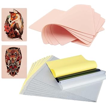 23Pcs Tattoo Practice Skin with Transfer Paper Kit - Gakonp Tattoo Skin Practice Kit 8Pcs Fake Skin 15Pcs Tattoo Tracing Paper 1MM Soft Silicone Skin Piel Sintetica for Tattoo Beginners Artists