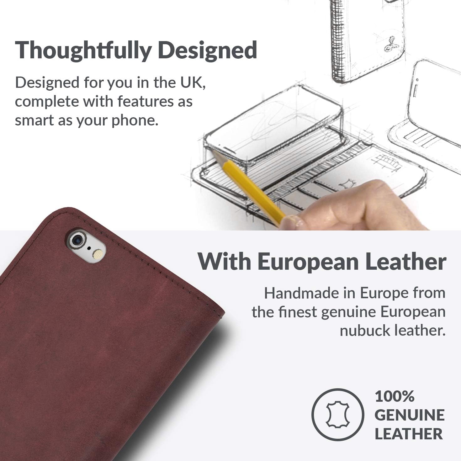 Snakehive Vintage Wallet for Apple iPhone 6S / 6 || Real Leather Wallet Phone Case || Genuine Leather & 3 Card Holder || Flip Folio Cover with Card Slot (Plum)