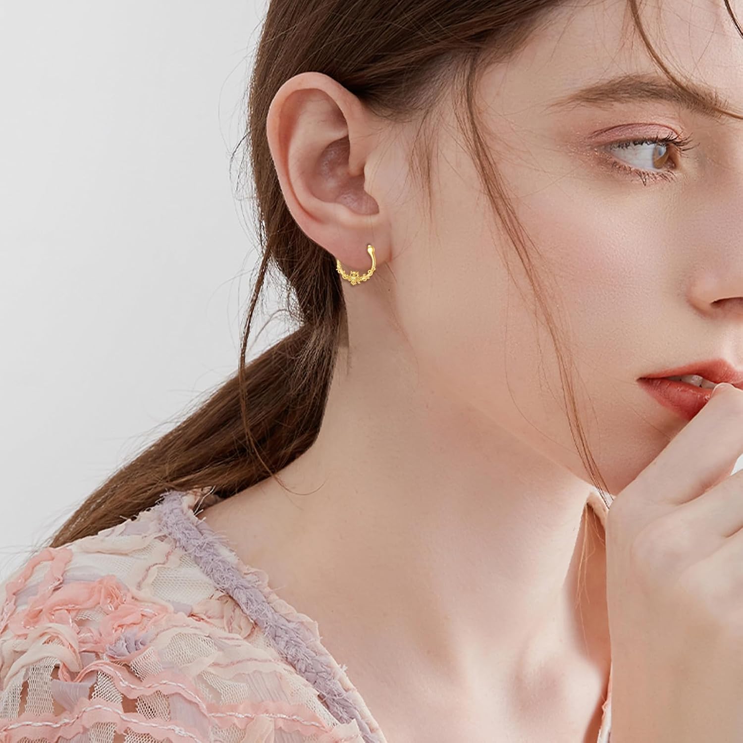 KQF 10K Solid Gold Owl Hoop Earrings Real Gold Animal-Inspired Jewelry Gifts for Women