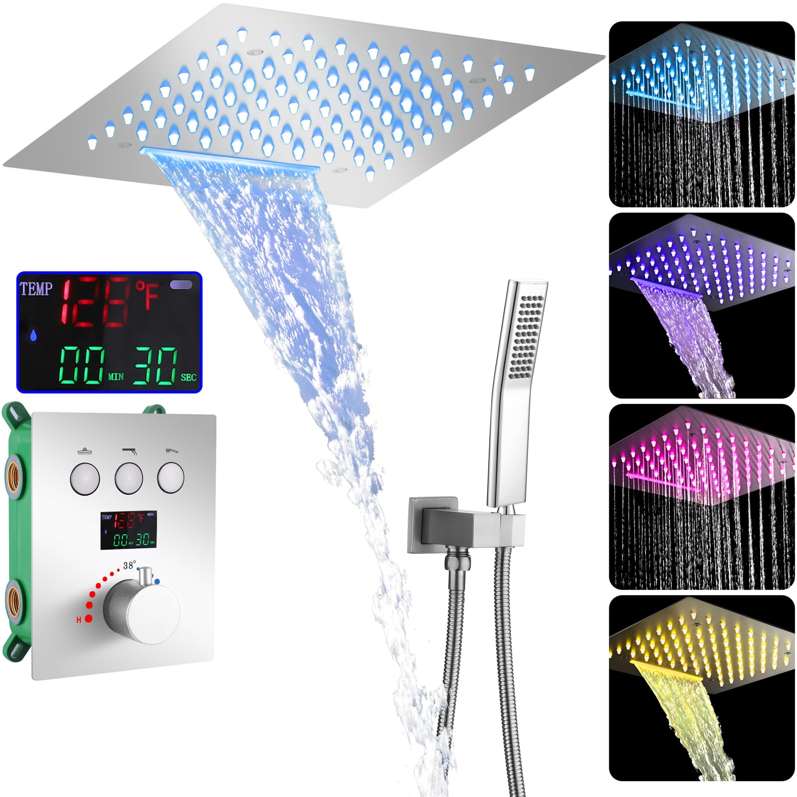Ensemble de robinet de douche thermostatique DEL en finition architecturale