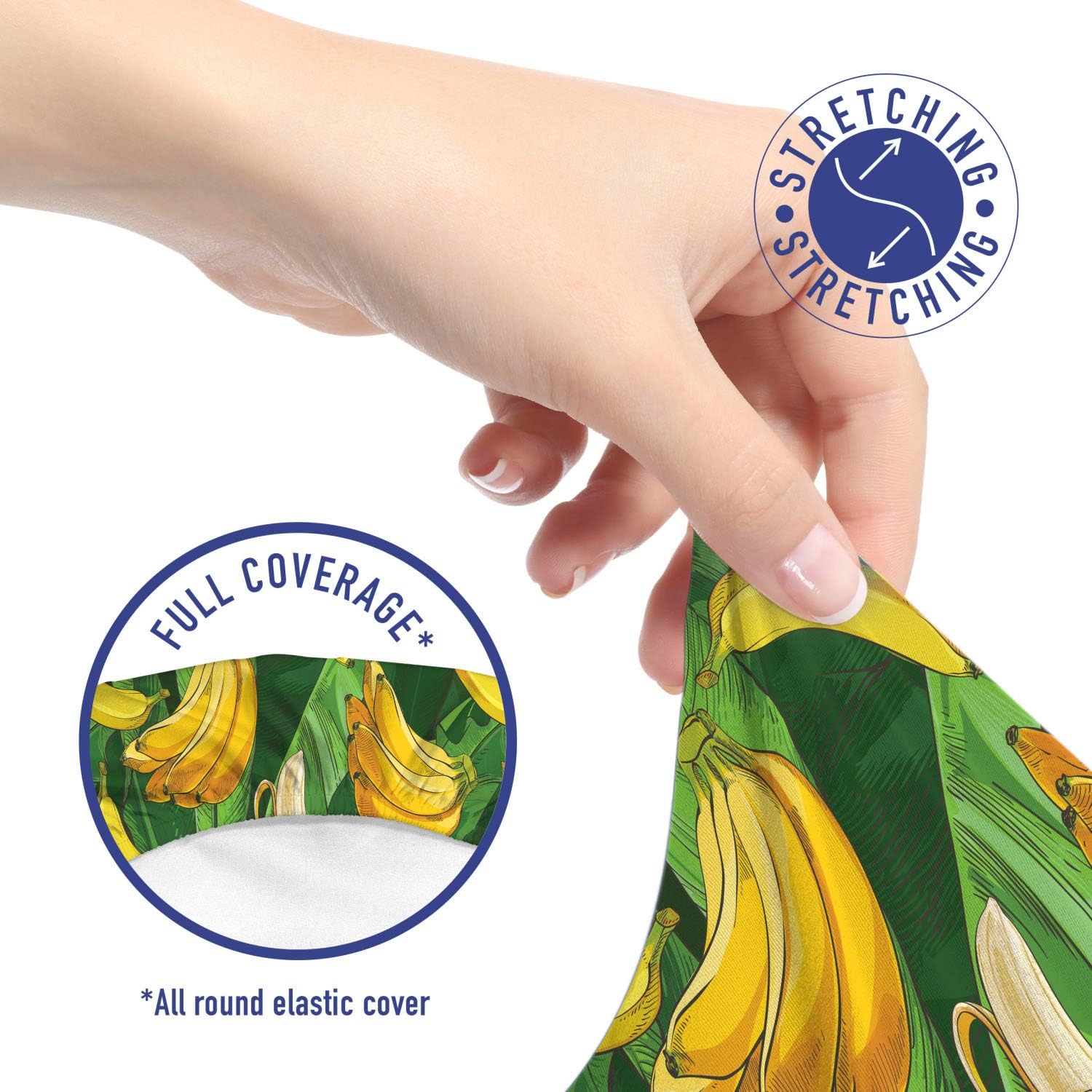Ambesonne Exotic Office Chair Slipcover, Banana Palm Tree Leaves Rainforest Fruits Vitamin Growth Tropic Design, Protective Stretch Decorative Fabric Cover, Standard Size, Yellow Fern