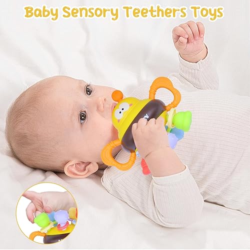 Miniatura 3 de Juguetes sensoriales de dentición para bebés, adorables mordedores de abeja para bebés de 6 a 12 meses, juguetes sensoriales para masticar