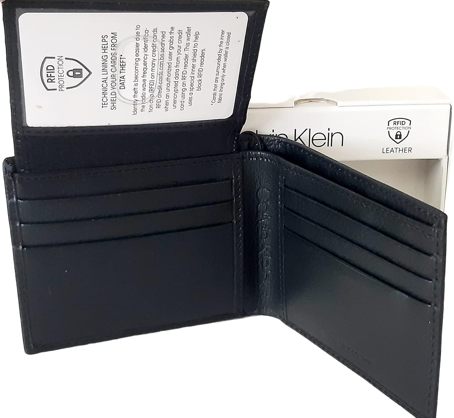 Calvin Klein Men's Genuine Leather Wallet with RFID Protection, Black, Standard, American - Image 3