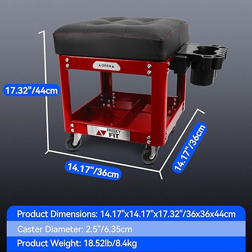 Miniatura 25 de Rolling Creeper - Asiento de garaje para hombres, taburete mecánico acolchado con bandeja de herramientas de almacenamiento para garaje, taburete