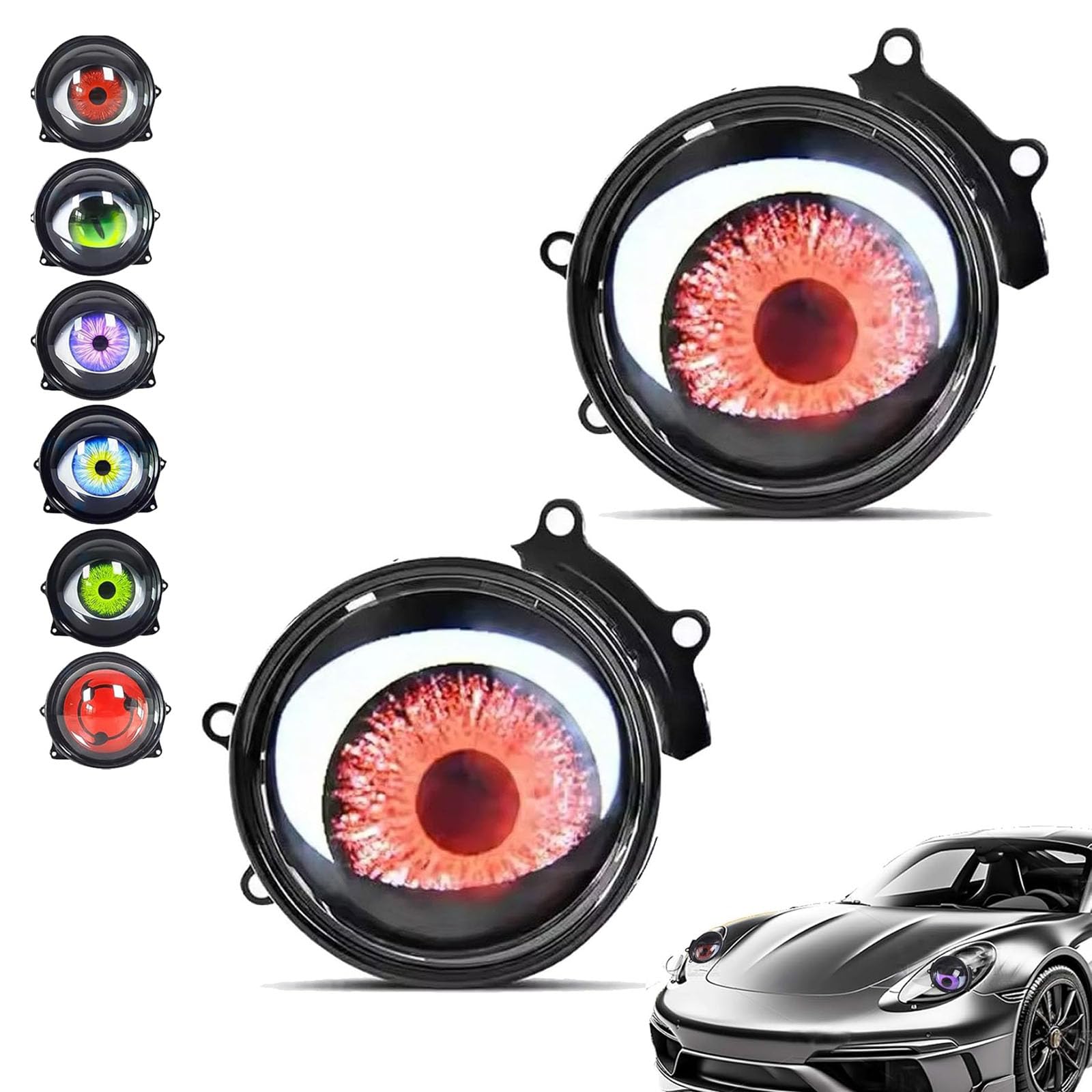 Third Generation Dynamic Big Eye Lights,Dynamic Big Eye Ball Fog Lights,Demon Eye Headlights,Big Eye Lights For Cars,Led Adjustable Color 12v Devil Eyes (lens,2pcs)