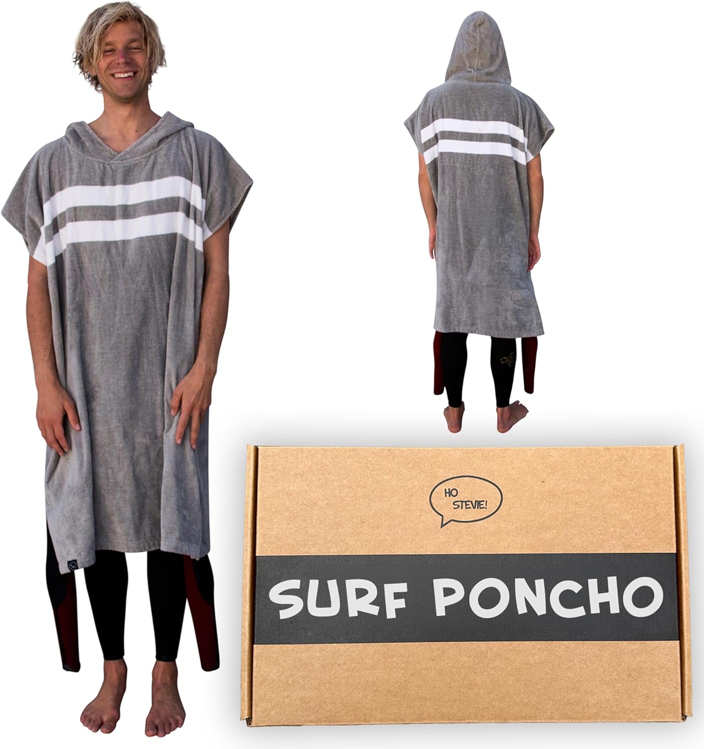 Ho Stevie! Surf Poncho - Warm and Soft - Easily Change in/Out of Wetsuit Without Towel Falling Down