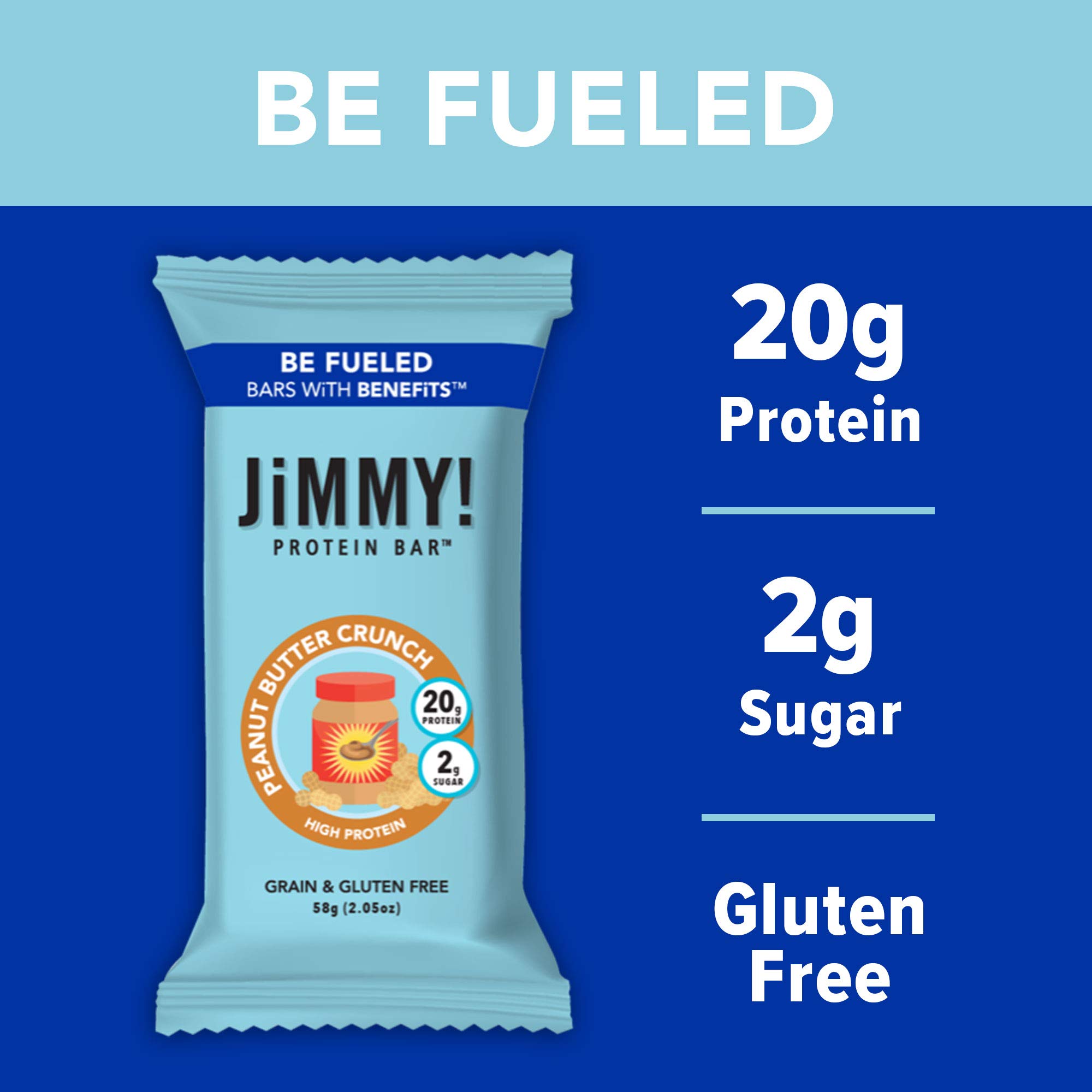 JIMMY! Peanut Crunch High Protein Bars Low Sugar Energy Bars with