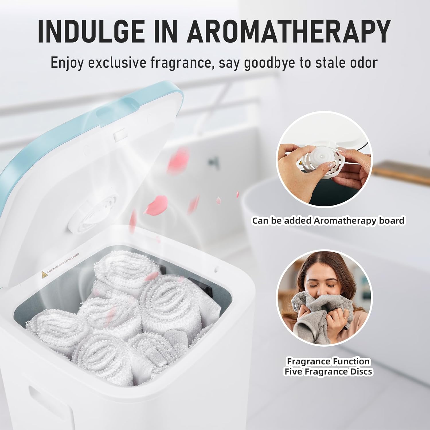 Towel Warmer for Bathroom, 23L Large Towel Warmers, Heated Towel Warmer Bucket with LED Display, 3 Heating Modes, 20/40/60 Min, Auto Shut Off, Child Lock, Blue