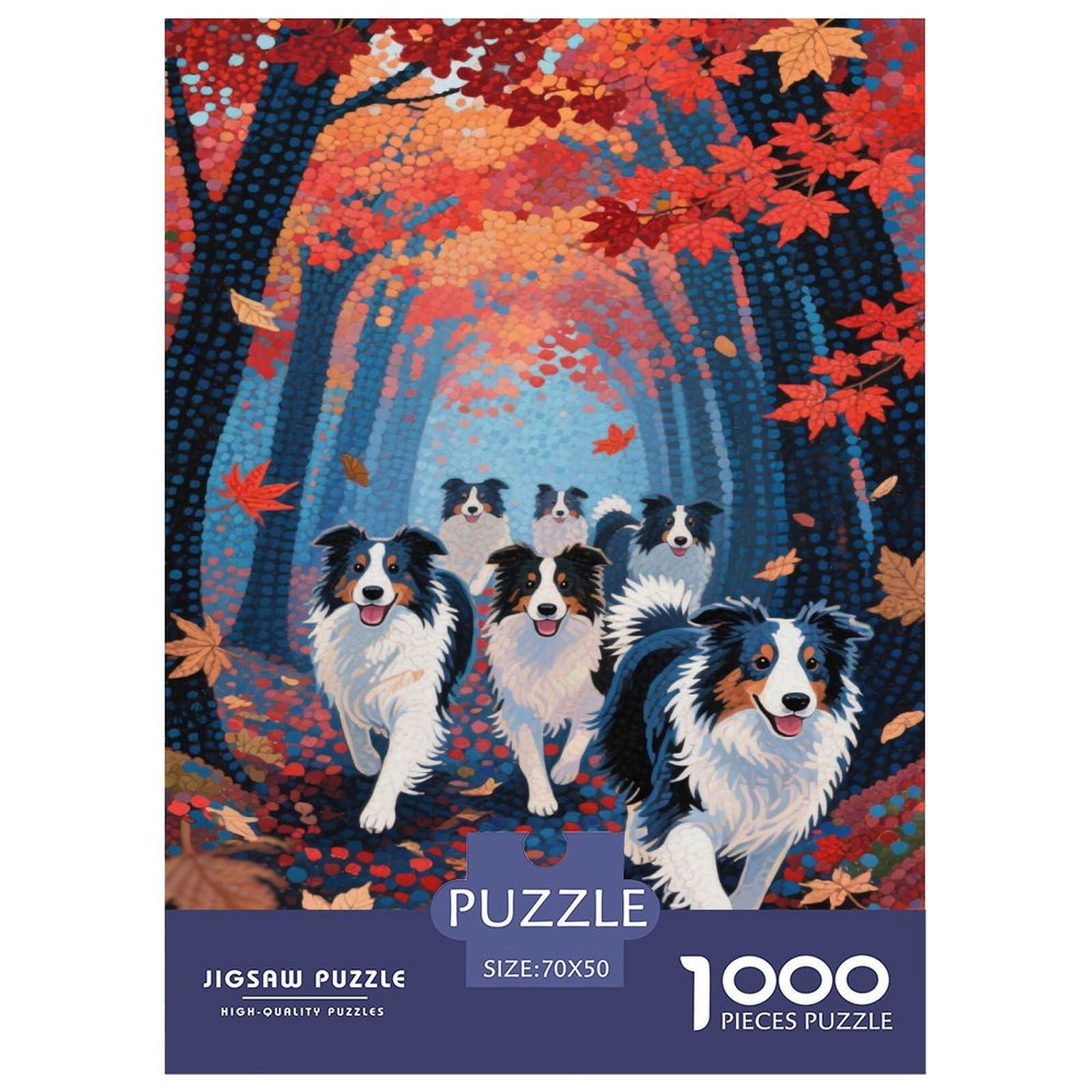 Border Collie Dog Jigsaw Puzzles 1000 Pieces Challenge Toy for Adults,Autumn Forest Impossible Jigsaw Puzzles 1000 Pieces Educational Games Home Decoration 70x50cm/1000pcs