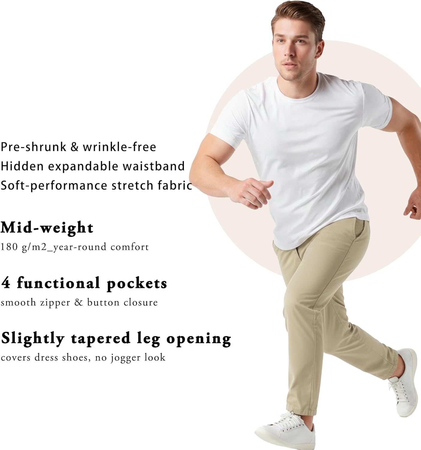 Men's 4-Way Stretch Dress Pants with Expandable Waist - Wrinkle-Free for Business & Casual - Image 5