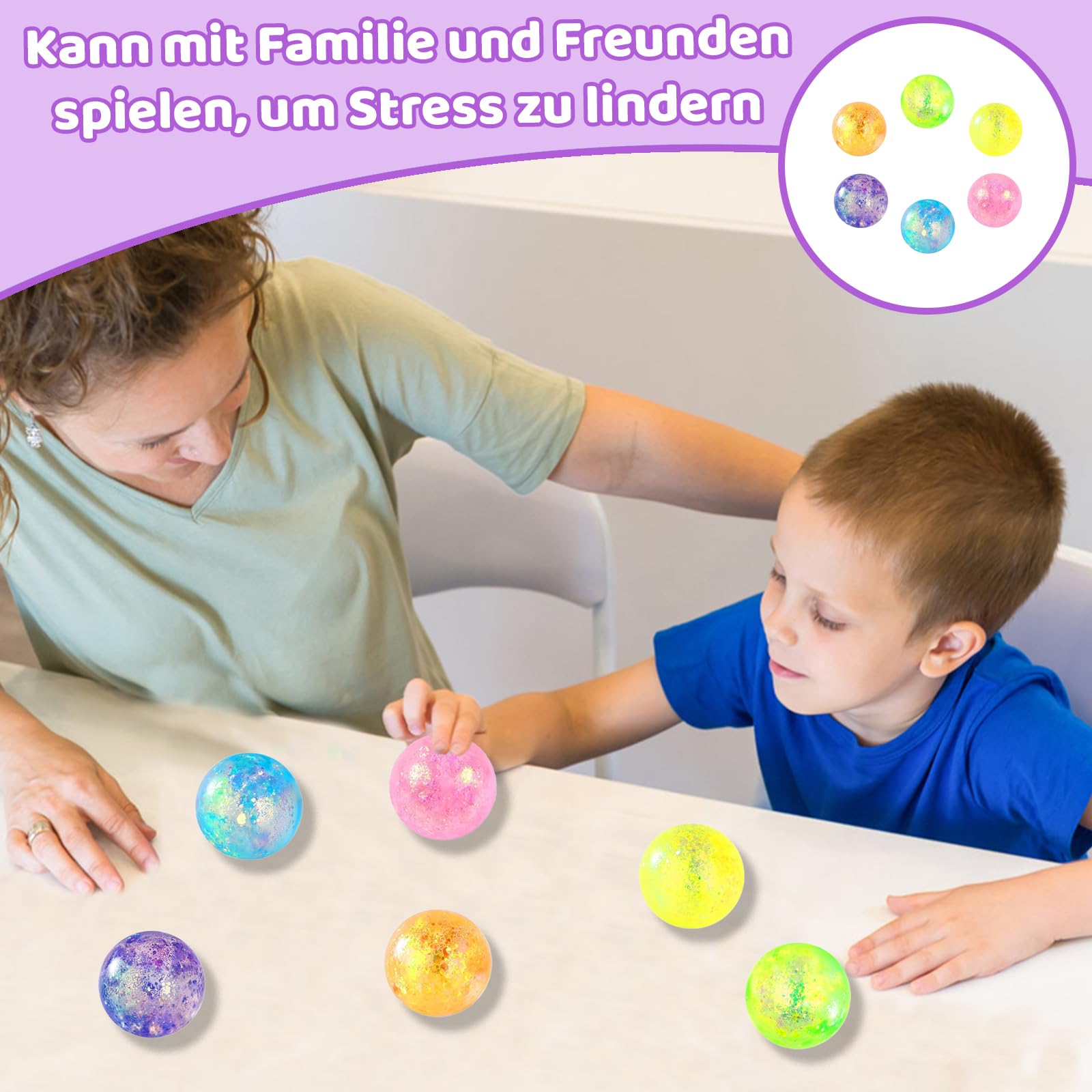 6 Stück Stressbälle Set - Anti Stress Bälle Für Kinder Und Erwachsene Sensorik