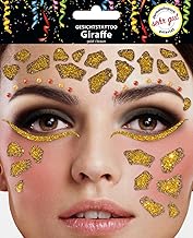 Face Tattoo – Glitter Sticker Set, Adhesive Tattoos, Temporary Tattoos for Halloween / Carnival (Giraffe)