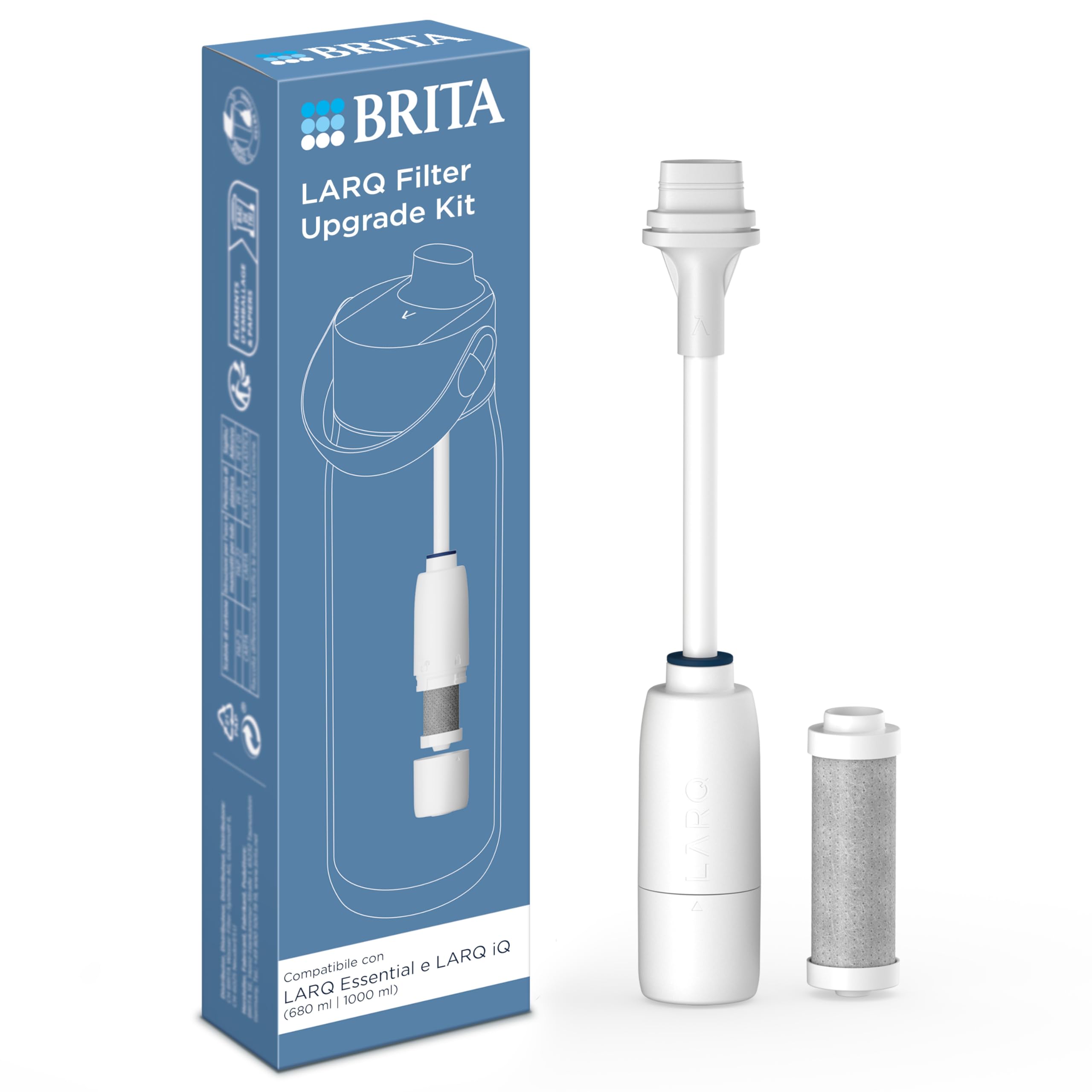 BRITA LARQ Filter Upgrade Kit con 1 cartuccia filtro – Filtro acqua per bottiglie BRITA LARQ Essential (680 ml/1000 ml), riduce PFAS, cloro e microimpurità – per un gusto puro