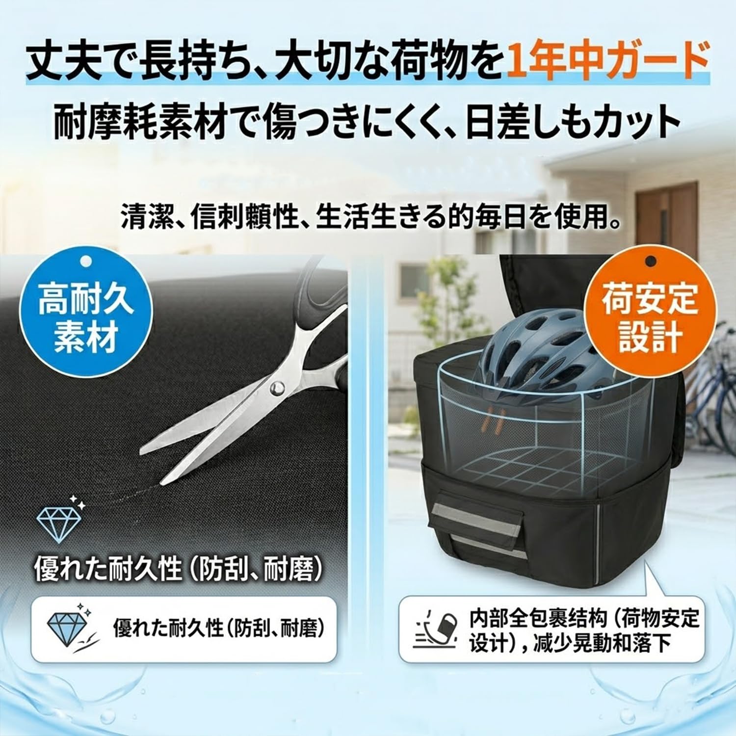 Amazon.co.jp: 自転車 カゴカバー 後ろ 2段式 拡張 大容量 防水 大型