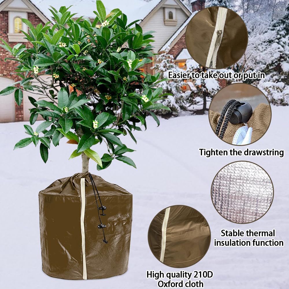 LICHENGTAI Borsa Protettiva Per Piante In Vaso | Copertura Invernale Antigelo Riutilizzabile In Tessuto Non Tessuto | 70x65 Cm