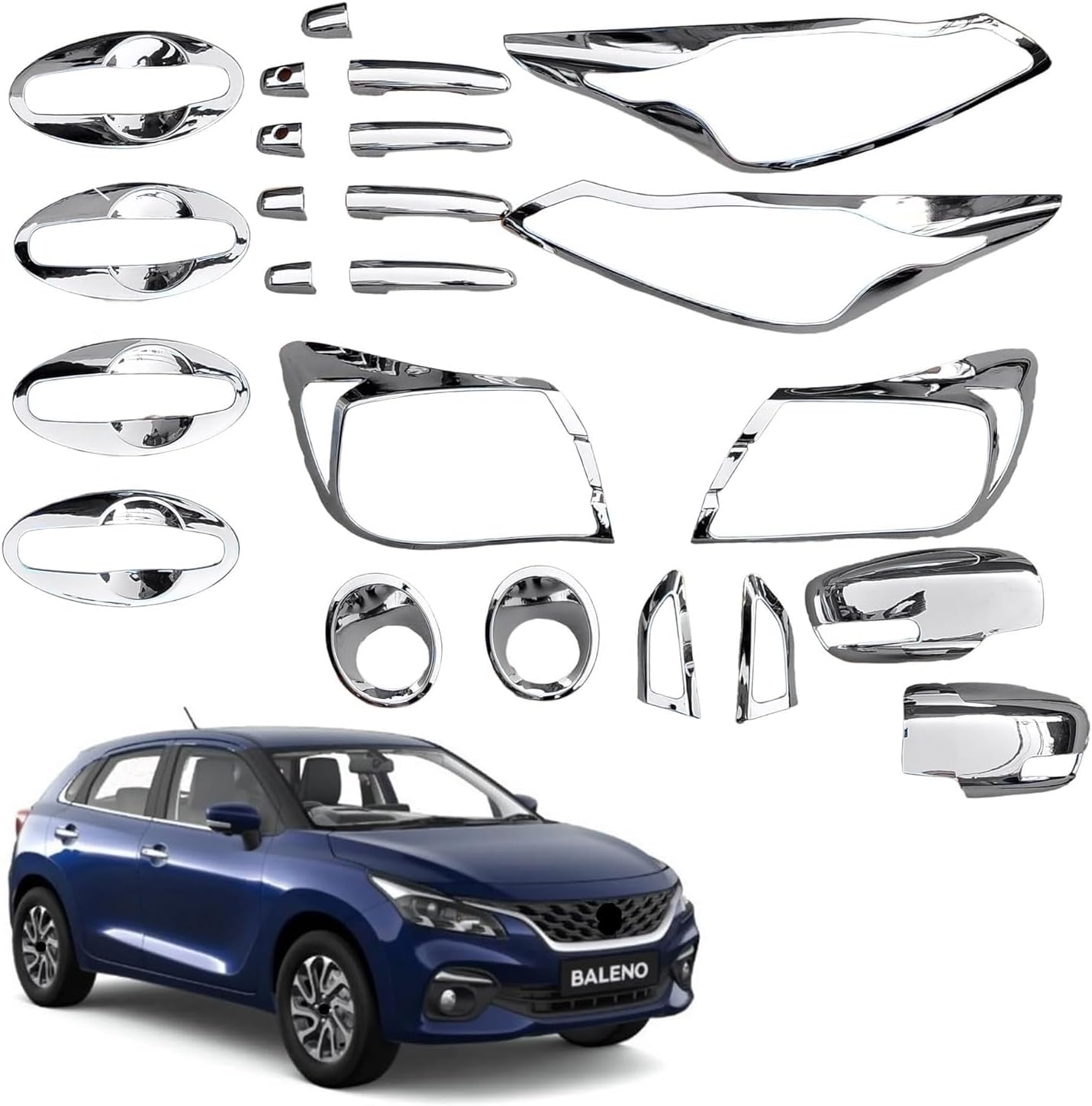 Car Chrome Combo Exterior Accessories Kit for Maruti Baleno (2022 - Present)