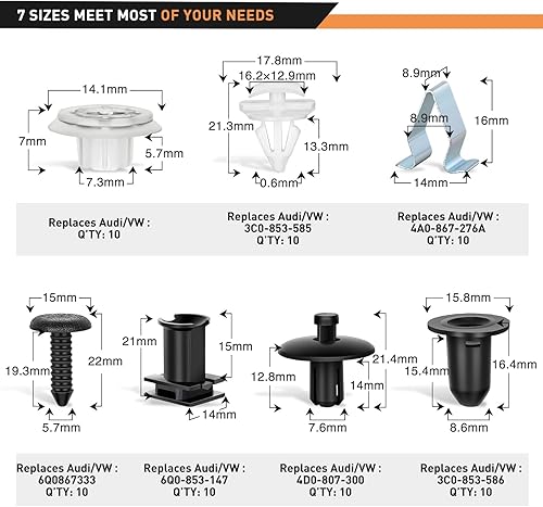 Vista 89 de GOOACC GRC-70 - 35 piezas de pernos de protección contra salpicaduras para motor, parachoques guardabarros, retenedor de empuje, clips de remache