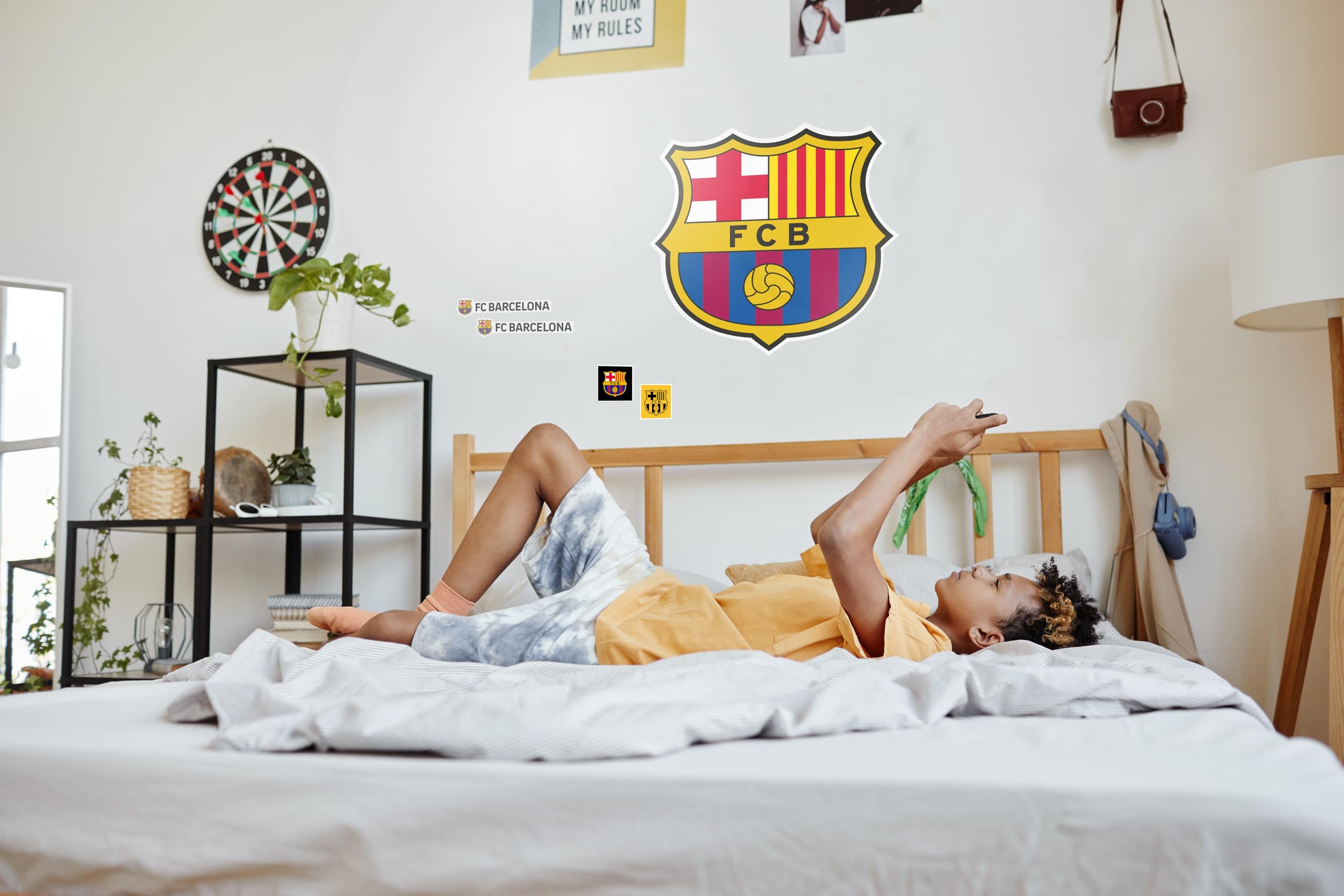 Licence Decor FC Barcelona Sticker mural en vinyle – Lot d'autocollants Club Crest – Petit format 50 x 30 cm, Mixte