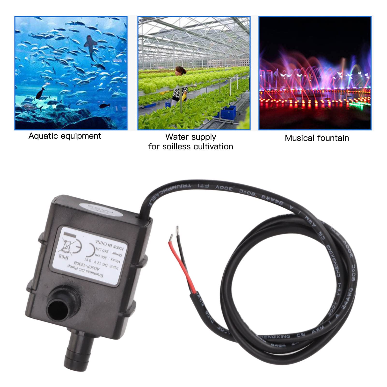 Mini-waterpomp, 12 V, DC 6 W, dompelpomp zonder borstel, energiebesparend, voor aquarium, fontein, kleine visvijver, zonnestelsel Mini-waterpomp, 12 V, DC 6 W, dompelpomp zonder borstel, energiebesparend, voor aquarium, fontein, kleine visvijver, zonnestelsel