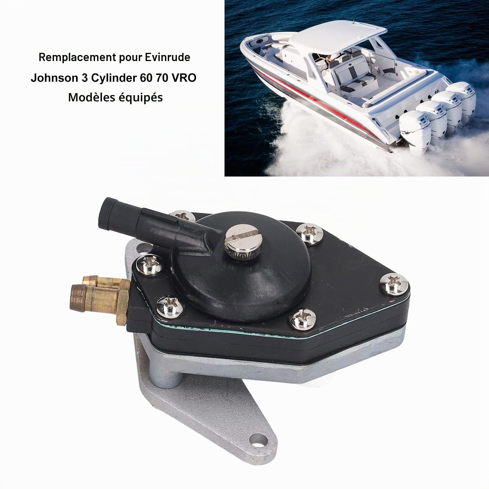 Kit de Pompe à Carburant pour Evinrude 3 Cylindres 60 70 Modèles équipés de VRO, Remplacement de Pompe de Transfert D'alimentation de Levage D'huile Hors-bord