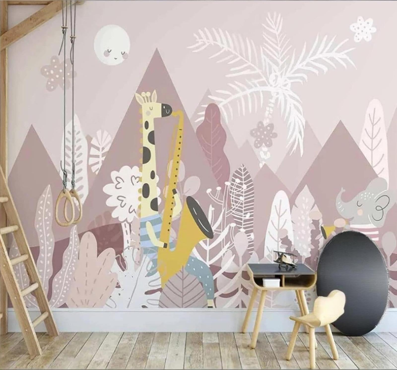 Wallpaper-3D-Xlm 300Cm×210Cm(B×H) Hand Drawn Cartoon Pink Valley Forest 3D Wallpaper Easy Install Feature Office Living Room Sofa Bedroom Tv Background Wall Decoration-300Cm×210Cm