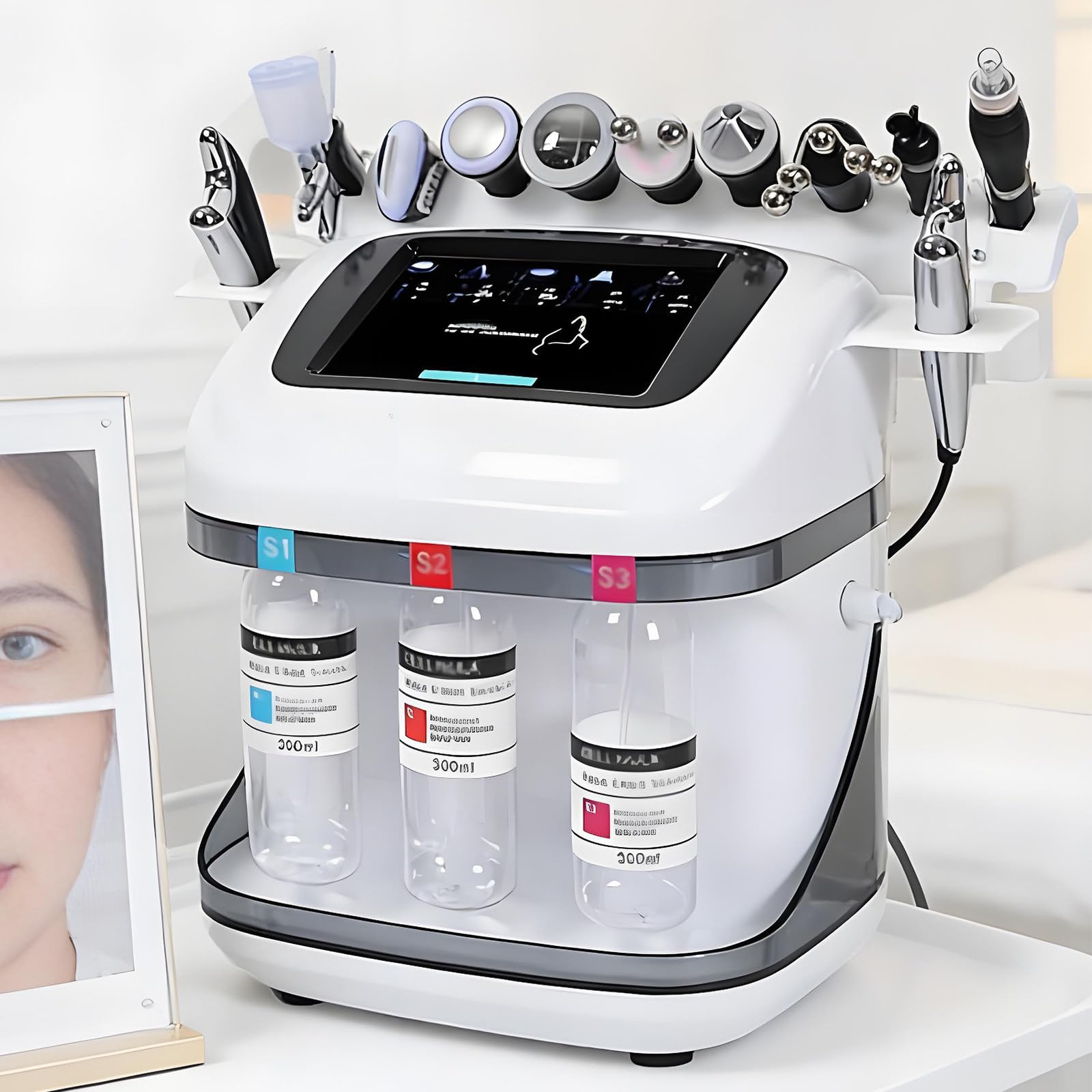Urządzenie 10 W 1 Hydrodermabrazji Twarzy,Mikrodermabrazja Diamentowa I Peeling Wodny,Głębokie Oczyszczanie Małymi Bąbelkami,Lifting,Ujędrnianie,Wybielanie
