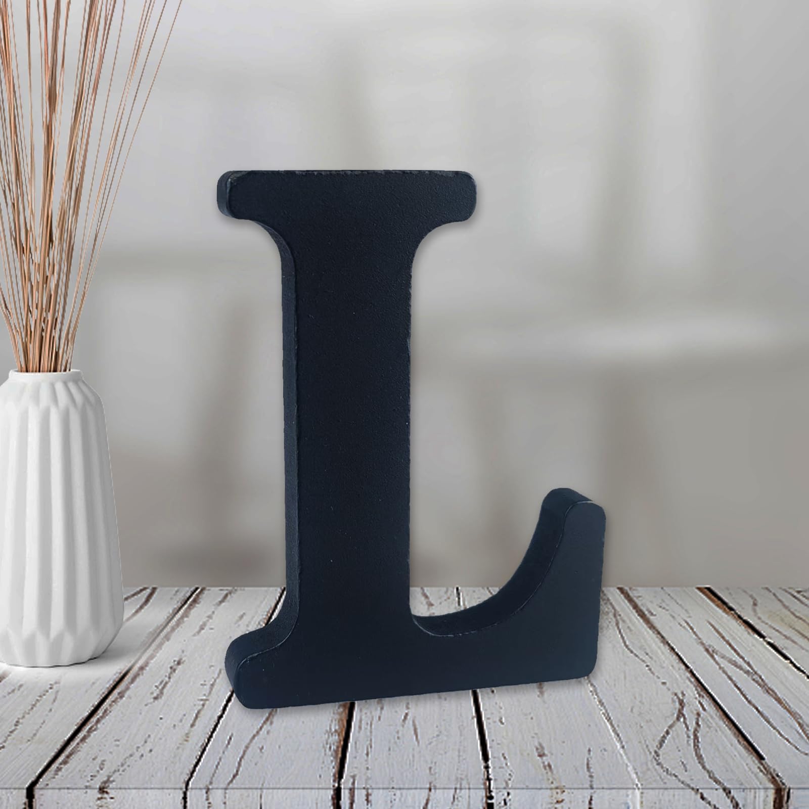AOCEAN 4 inch Black Wood Letters Unfinished Wood Letters for Halloween Decorative Standing Letters Slices Sign Board Decoration for Craft Home Party Projects (L)