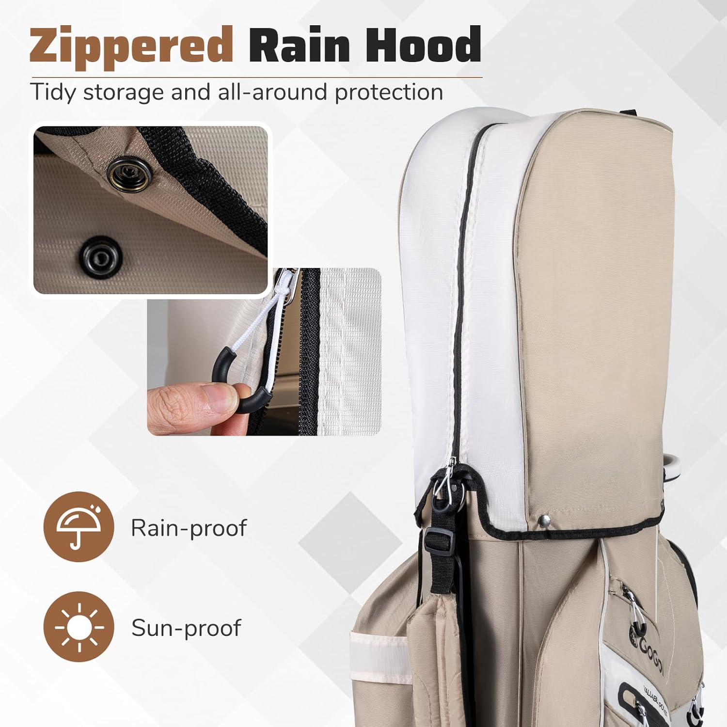 Goplus Lightweight Golf Cart Bag, Molded Lock Top Golf Club Bag w/14-Way Full Length Organizer Dividers, 11 Pockets, Cooler Bag, Straps, Umbrella Holder & Rain Hood for Men Women