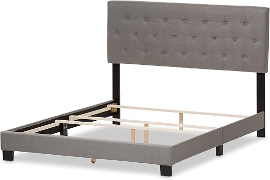 Baxton Studio Headboards & Beds, Queen, Light Grey, 424-7458-AMZ