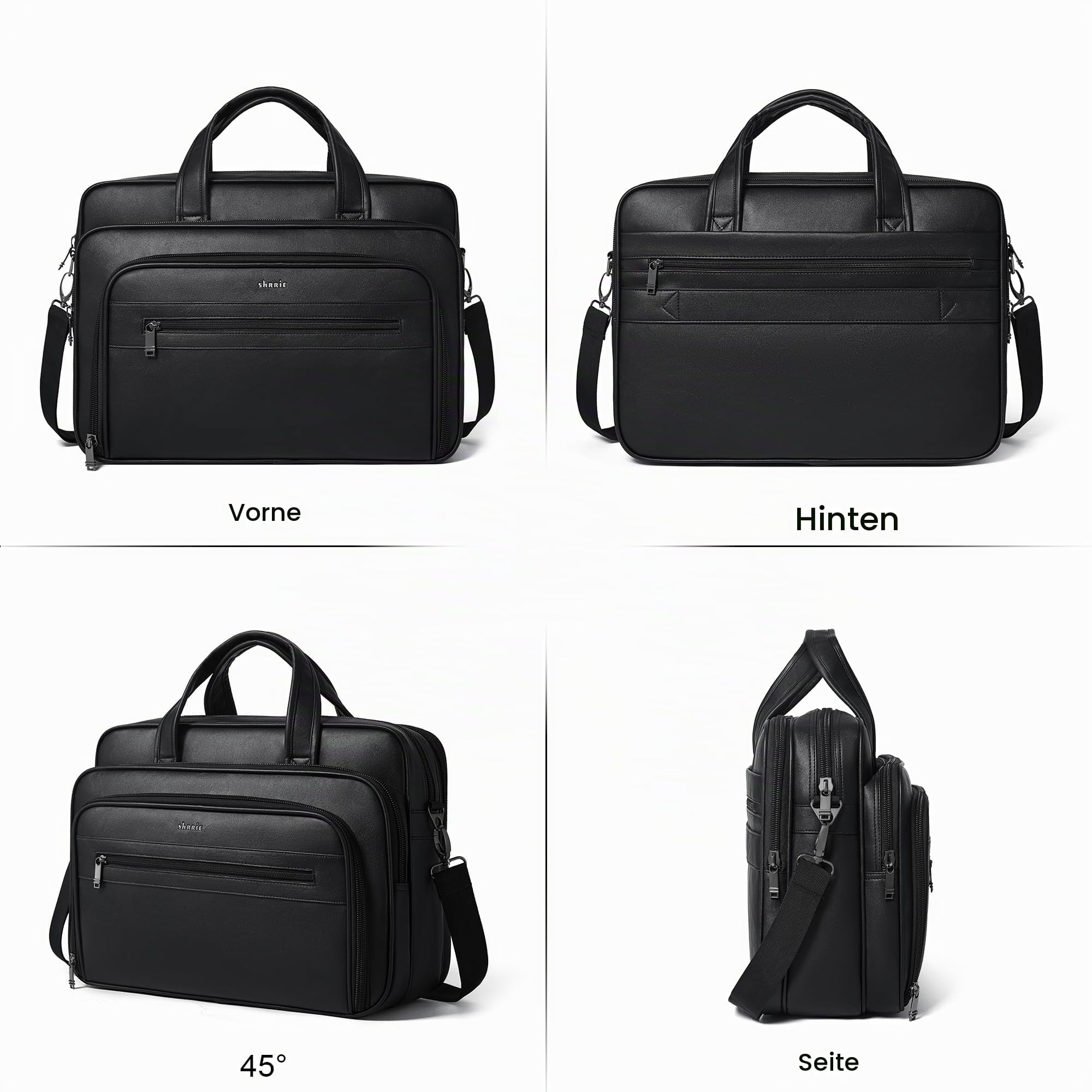 Shrrie Leder Messenger Tasche für Männer und Frauen 17 Zoll Leder Laptop Tasche, wasserdichte große Schulter Satchel Büro, Arbeit